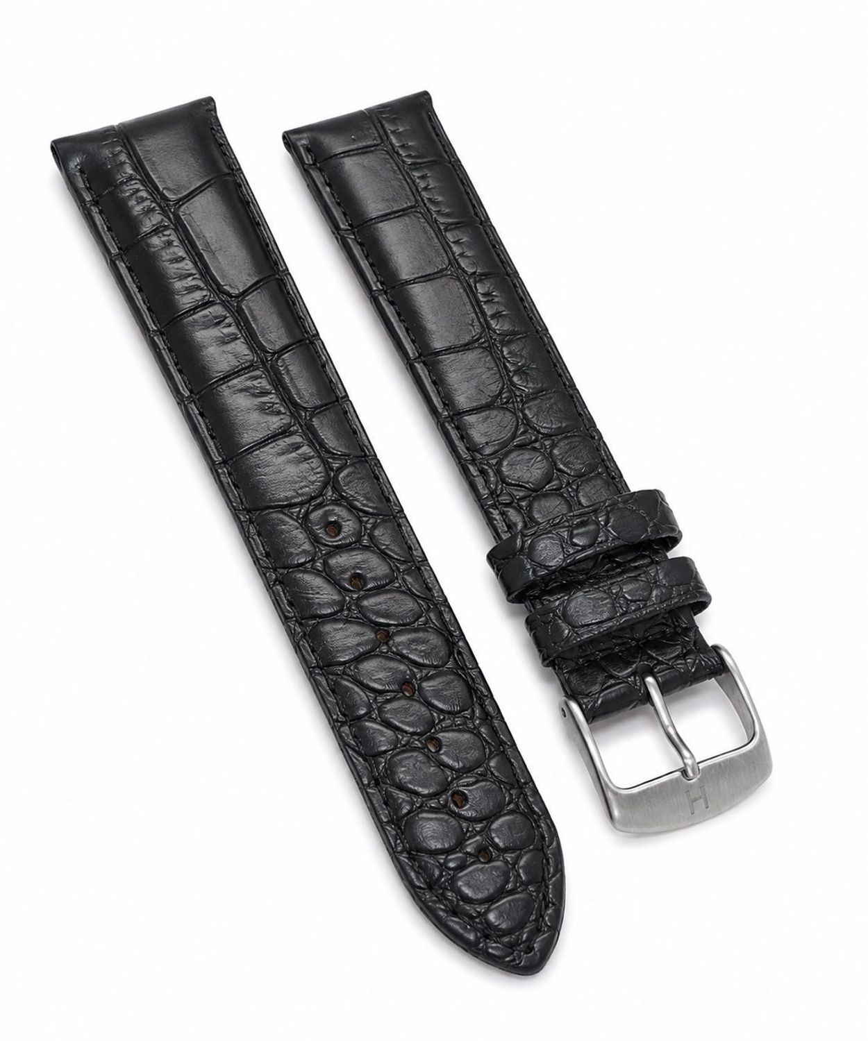Pasek Hirsch 0180L.01.24 XL do zegarka 24 mm – czarny, wzór zwierzęcy, srebrna sprzączka, black.jpg